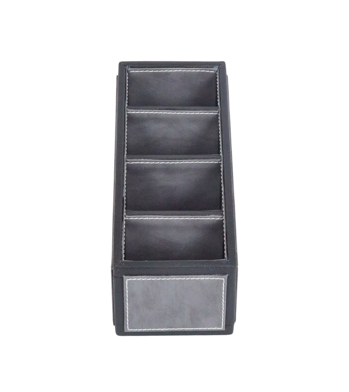 Two-tone 4-compartment pen organizer, dark grey with contrasting light grey bottom