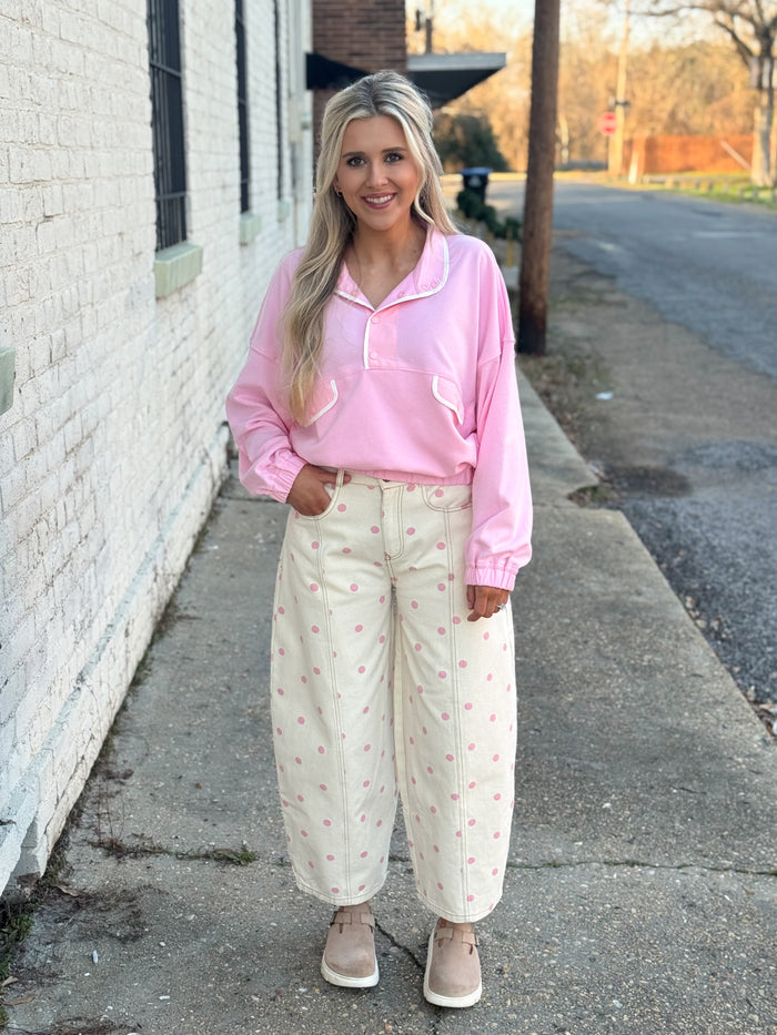 Pretty Moment Polka Dot Barrel Jean