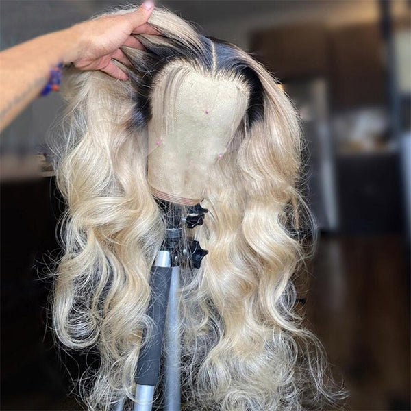 qvr wigs 30 inch 1b/613 blonde body wave human hair wig