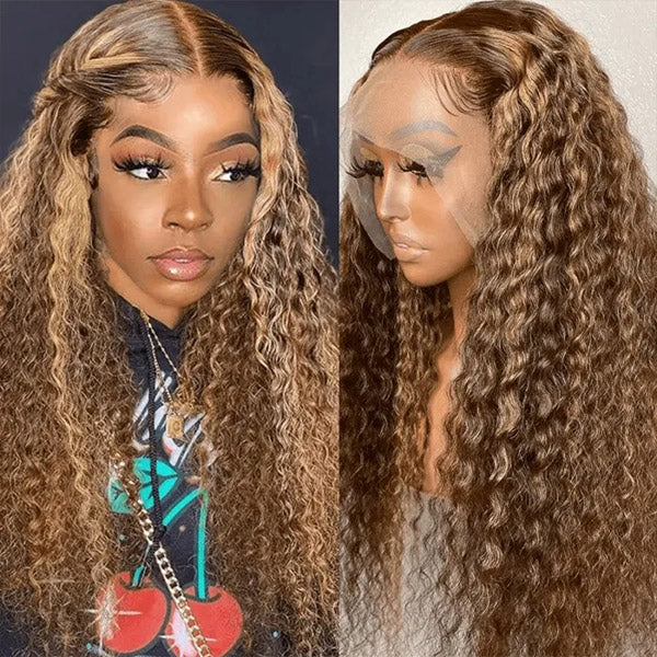qvr wigs 13x4 hd lace front deep wave 30inch ombre honey blonde hair