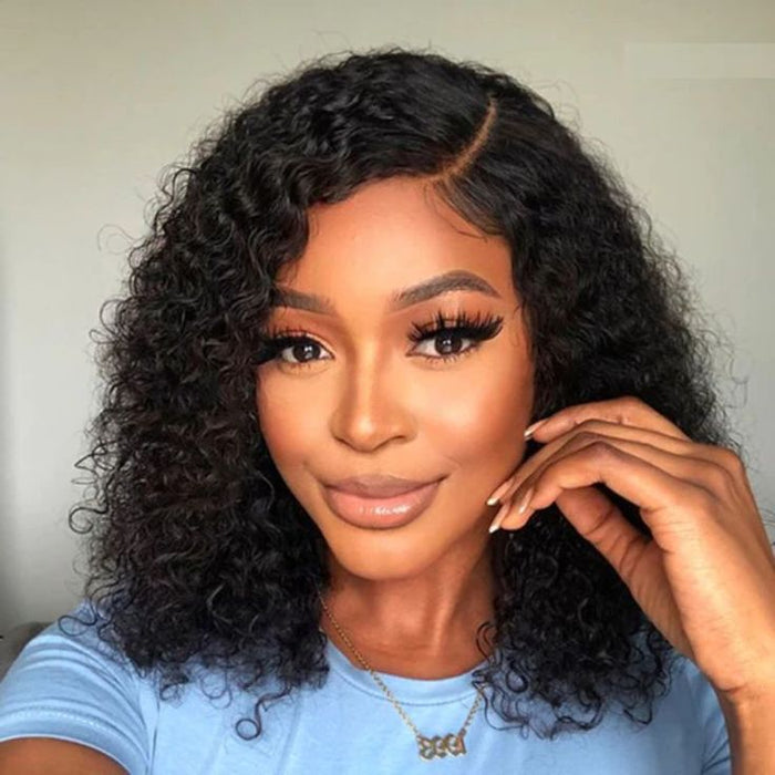 stylish short curly bob wigs, lace frontal human hair bob wigs for natural black hair