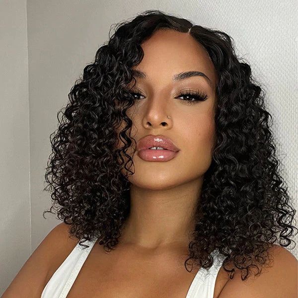 elegant short curly bob wigs, 13x4 lace frontal human hair bob wigs for black women