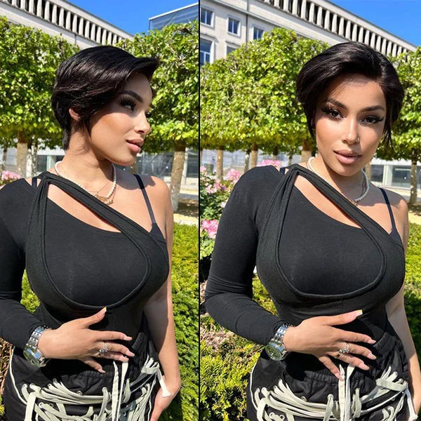 qvr pixie cut human hair wigs easy to install
