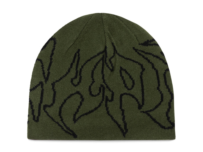Razor Reversible Skull Beanie - Olive / Orange
