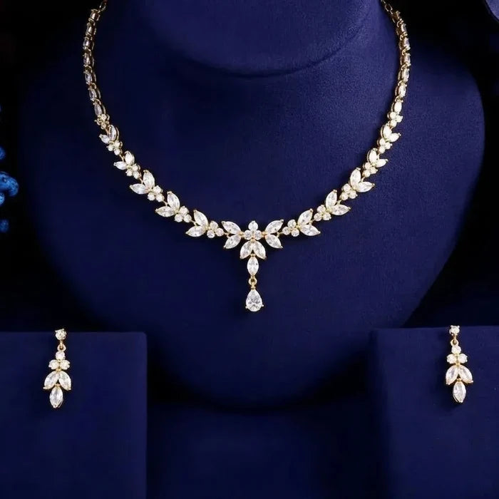 Wedding Jewelry - Cubic Zirconia Bridal Jewelry Set - Available in Silver, Yellow Gold and Rose Gold