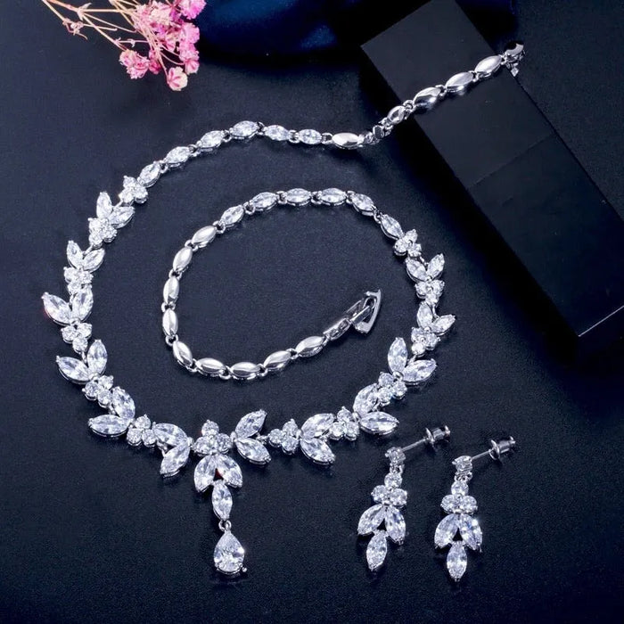 Wedding Jewelry - Cubic Zirconia Bridal Jewelry Set - Available in Silver, Yellow Gold and Rose Gold
