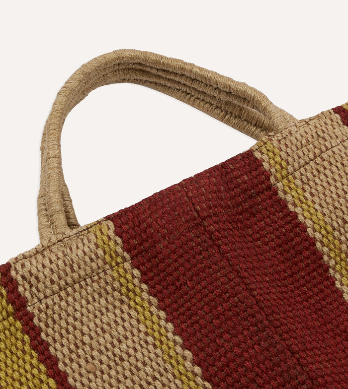 Red, Orange and Yellow Maison Bengal Extra Large Jute Poresh Tote Bag
