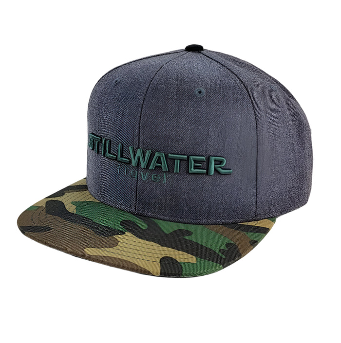 Richardson Flat Bill Wool Snapback - Stillwater Embroidered Travel Logo