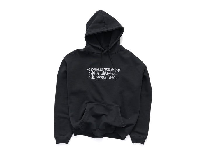 S-Double - Address Text Pullover Hoodie - Black