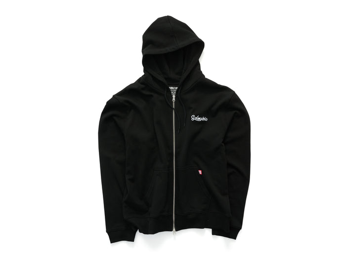 S-Double - Cursive Terry Zip Hoodie - Black