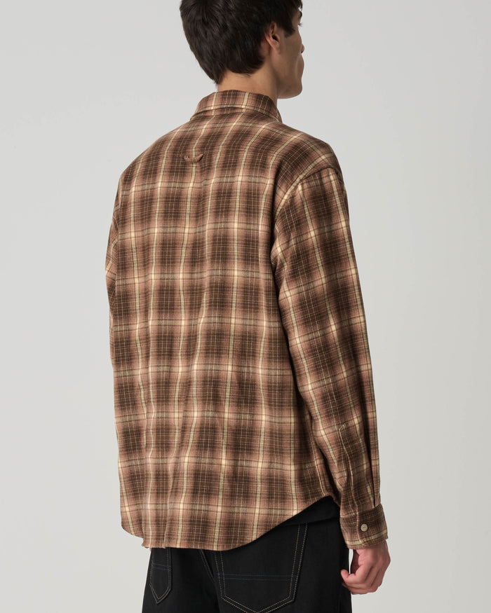 S-Double - Dover Flannel Long Sleeve Shirt - Mocha