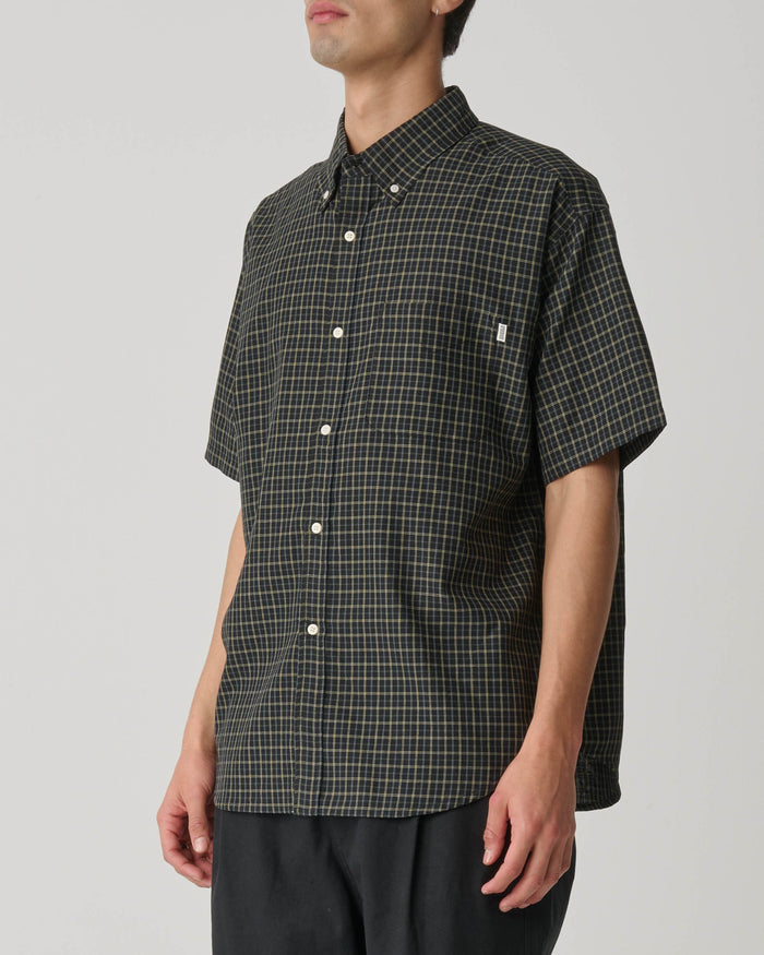 S-Double - Riven Plaid Short Sleeve Classic Shirt - Black