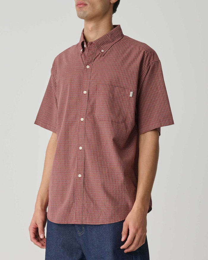 S-Double - Test Plaid Short Sleeve Classic Shirt - Copper