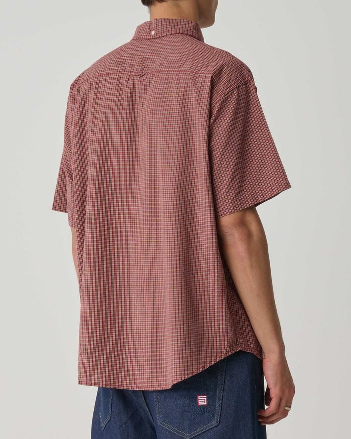 S-Double - Test Plaid Short Sleeve Classic Shirt - Copper