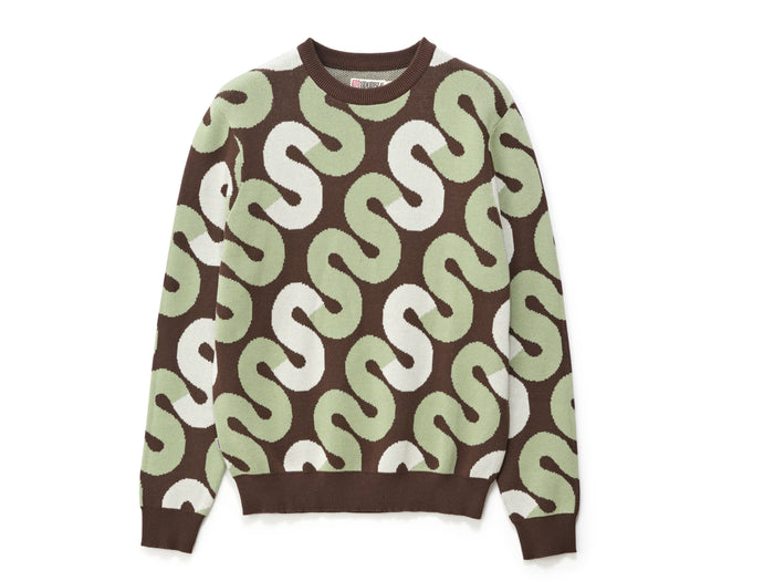 S-Double - Tile Intarsia Knit Sweater - Chocolate