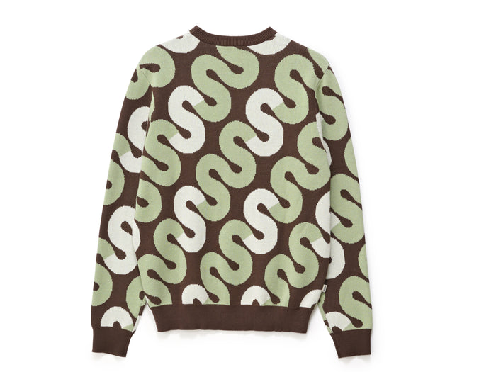 S-Double - Tile Intarsia Knit Sweater - Chocolate