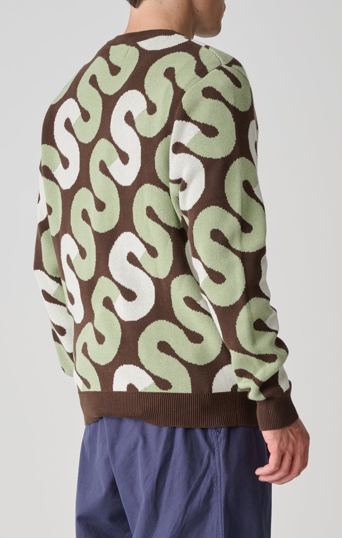 S-Double - Tile Intarsia Knit Sweater - Chocolate