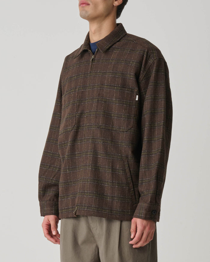 S-Double - Zip-Thru Long Sleeve Shirt - Chocolate