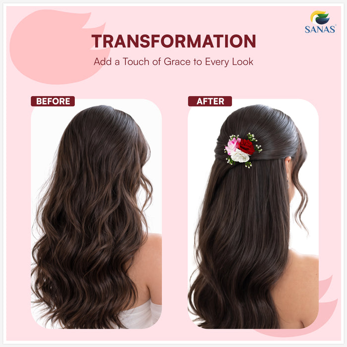 Floral Hair Accessories for Women with Rose Hair Clip
