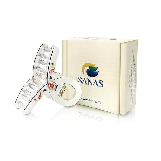 SANAS White Stone Studded Claw Clip – Premium Hair Accessories For Women