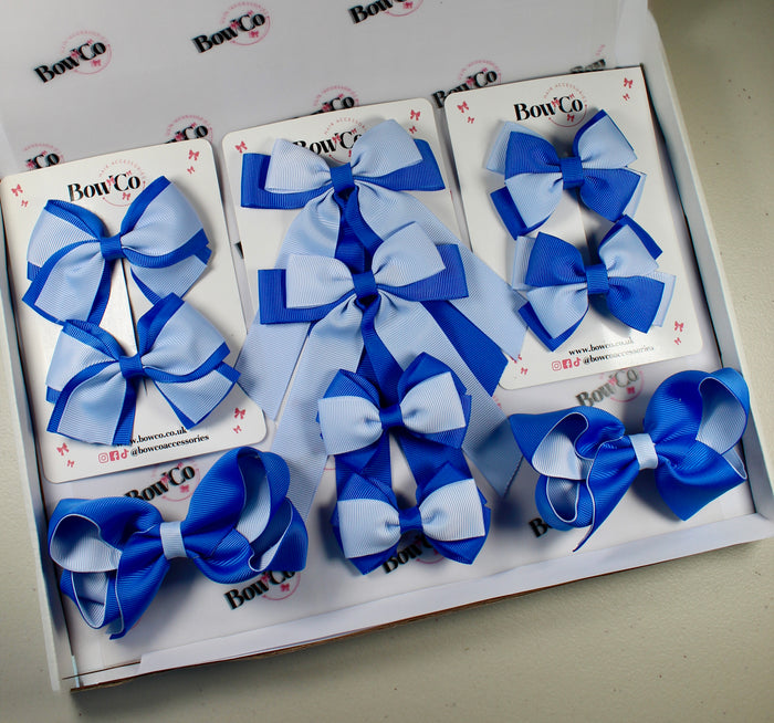 School Bow Bundle Saver - 10 Pack - Royal Blue and Bluebell - Clip
