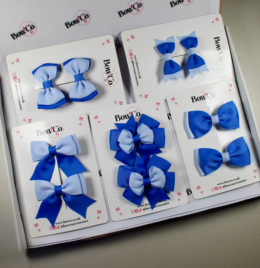 School Bow Bundle Saver - 10 Pack - Royal Blue and Bluebell - Clip