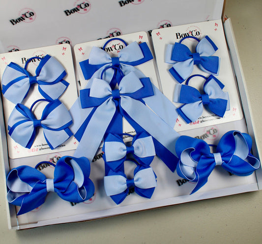 School Bow Bundle Saver - 10 Pack - Royal Blue and Bluebell - Elastic