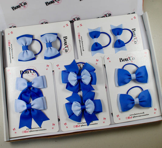 School Bow Bundle Saver - 10 Pack - Royal Blue and Bluebell - Elastic