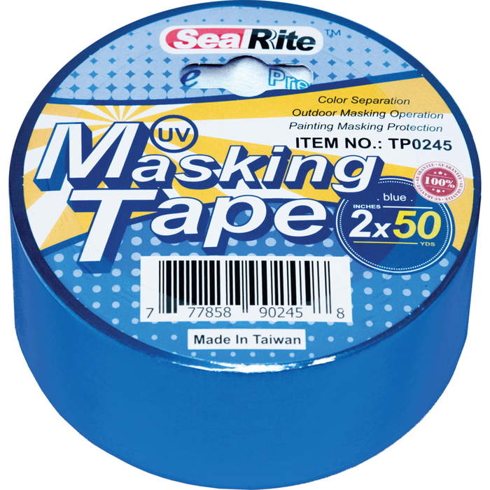 A roll of SealRite blue UV resist masking tape, 2 inches by 50 yards, with product number TP0245.
