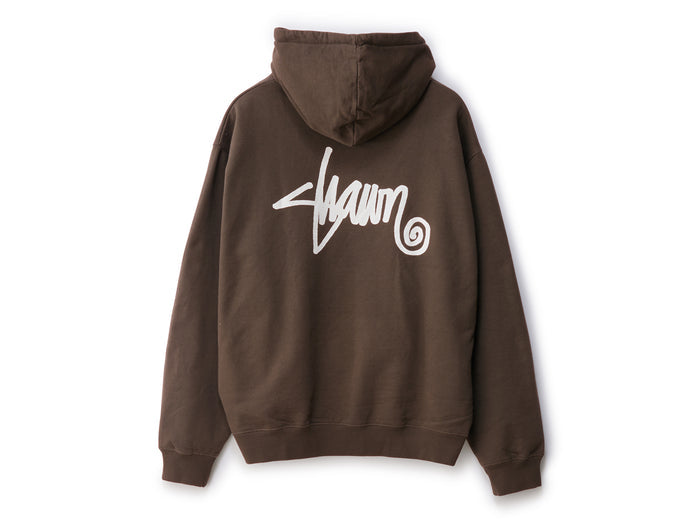 Shawn Script Hooded Fleece - Chocolate