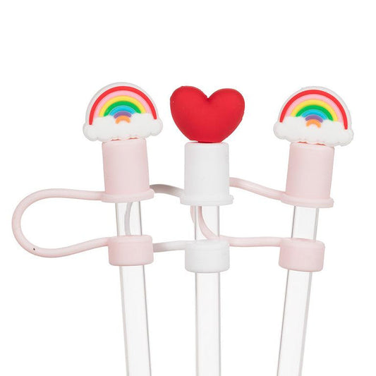 SLURPP Jumbo Straws with Rainbow & Hearts Caps