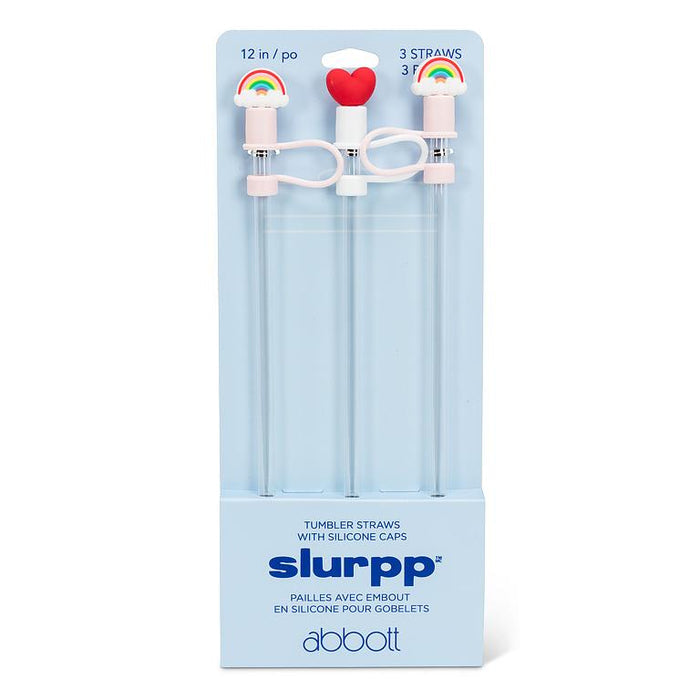 SLURPP Jumbo Straws with Rainbow & Hearts Caps