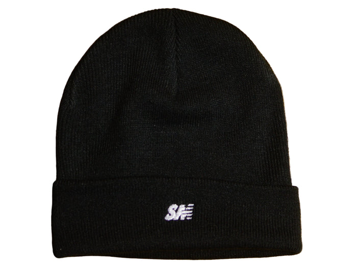 SM Classic Micro Embroidered Cuff Beanie - Black / White