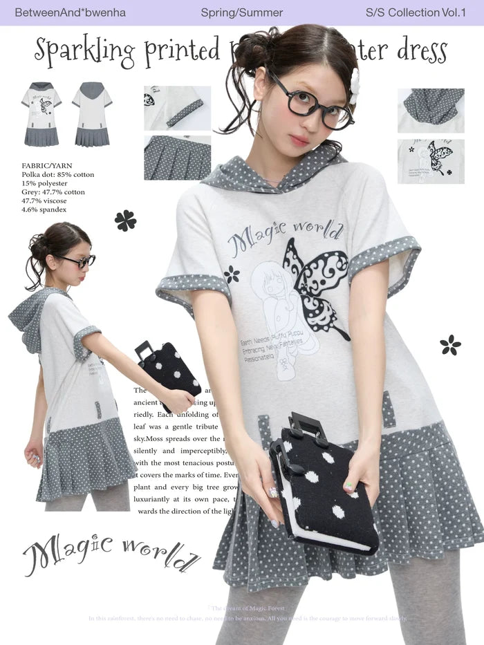Sparkling printed pleated sweater dress