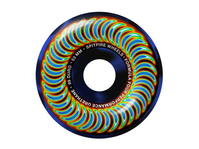 Spitfire - 99D Formula Four Radioactive Swirl Classic Black / Blue Wheels - 53mm