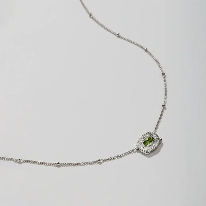 SpurWest Ultra Mini Belt Buckle Birthstone Necklace - Silver -May