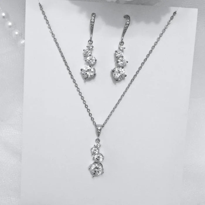 Wedding Jewelry - Bridal Necklace and Earrings Set - Available in Rose Gold and Silver