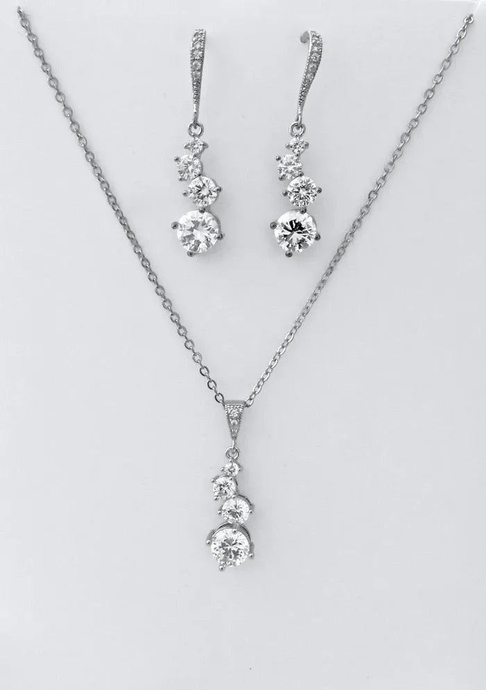 Wedding Jewelry - Bridal Necklace and Earrings Set - Available in Rose Gold and Silver
