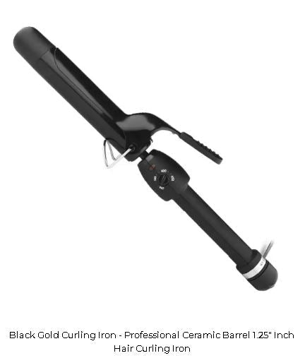 Stylecraft Black Gold Ceramic Professional  Curling Iron - Palms Fashion Inc.