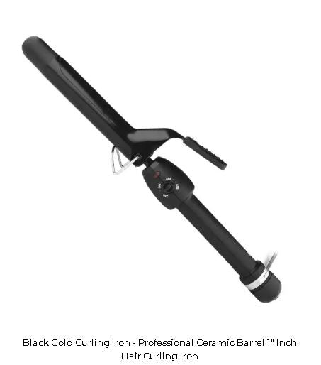 Stylecraft Black Gold Ceramic Professional  Curling Iron - Palms Fashion Inc.