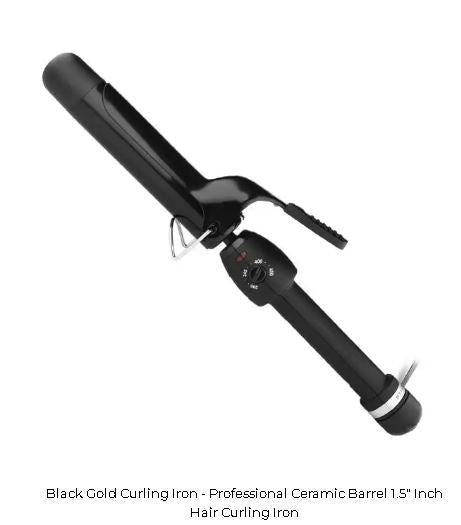 Stylecraft Black Gold Ceramic Professional  Curling Iron - Palms Fashion Inc.