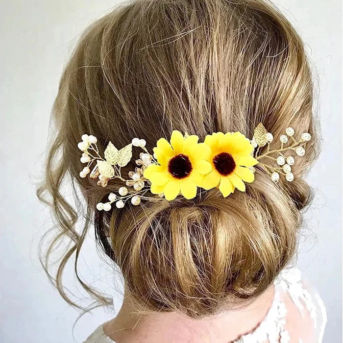 Wedding Hair Accessories - Sunflower Bridal Headband / Vine - Available in Gold and S