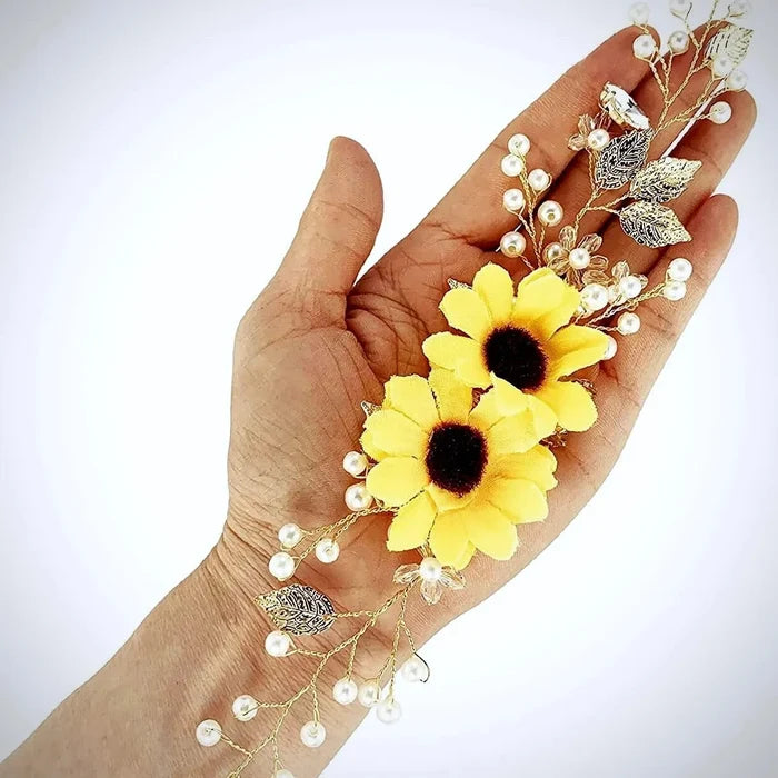 Wedding Hair Accessories - Sunflower Bridal Headband / Vine - Available in Gold and S