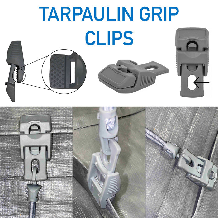 Tarp Clip Gray Slide Type Pack of 10 Waterproof Tarpaulin Cover Waterproof Sheet