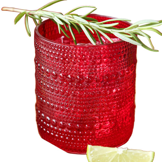 Textured Beaded Red Old Fashion Drinking Glass