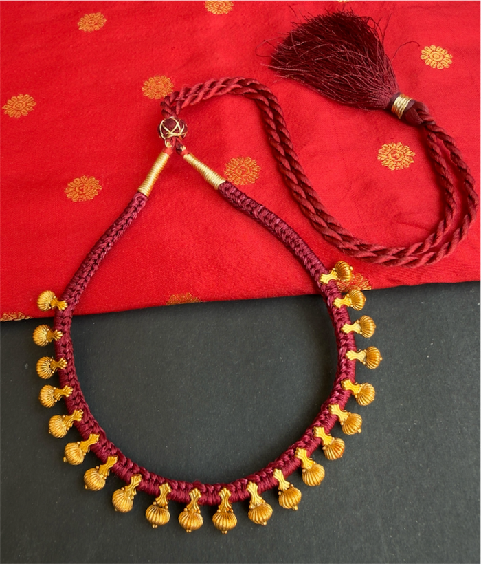 The Esha Silver Red Thread Necklace & Earrings