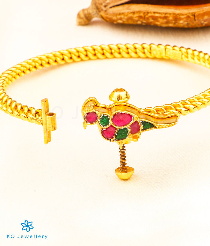The Isha Antique Silver Golusu Bangle(Red/Green/Size 2.2/2.4/2.6/2.8)