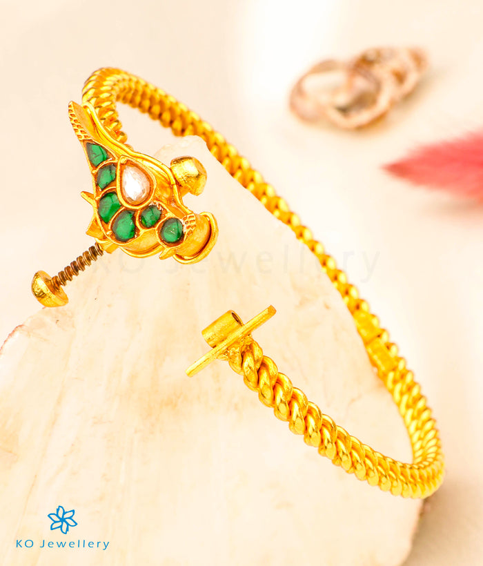 The Isha Antique Silver Golusu Bracelet (Green/Size 2.2/2.4/2.6/2.8)