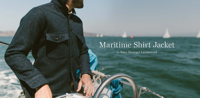 The Maritime Shirt Jacket in Navy Donegal Lambswool