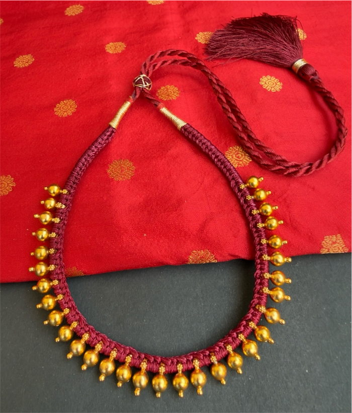 The Payal Silver Red Thread Necklace & Earrings